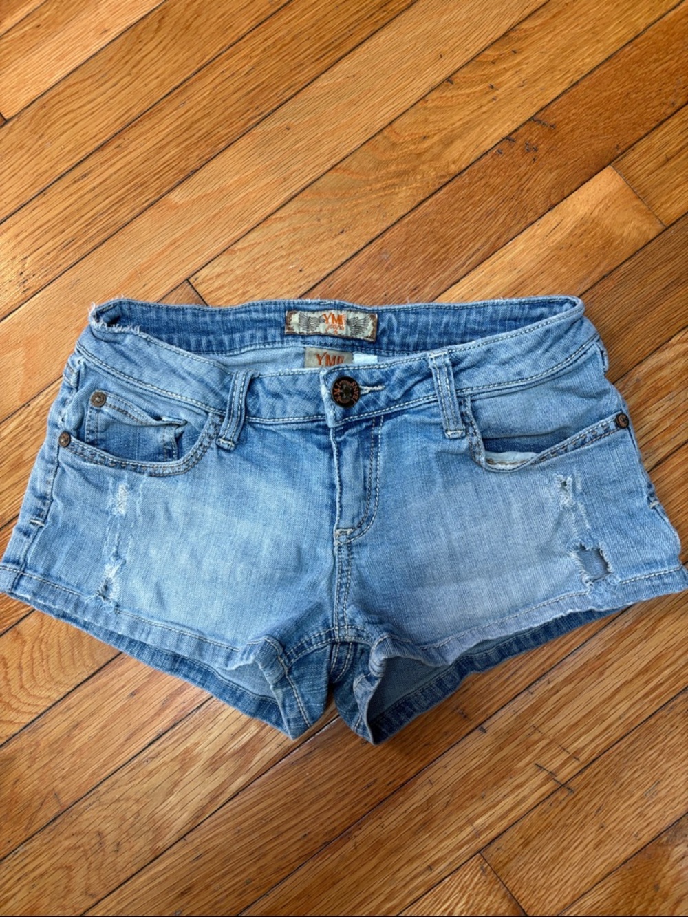 YMI Light Blue Distressed Denim Shorts
